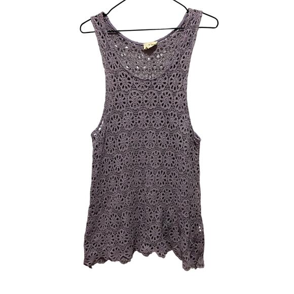 Anthropologie Pins & Needles Women's Purple Crochet Tank Sz L Beachy Boho - Picture 1 of 6